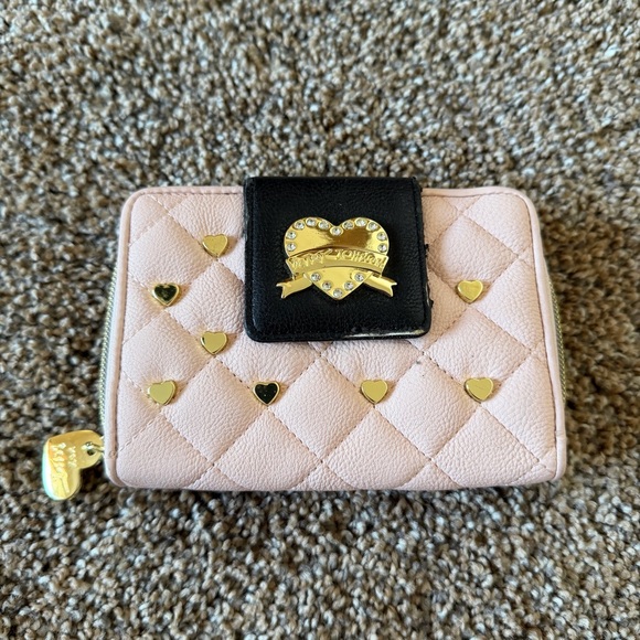 BETSEY JOHNSON Pink & Gold Studded Wallet - Picture 1 of 8